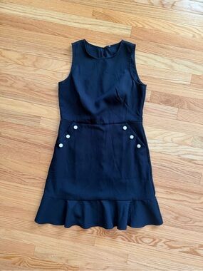 Ann Taylor Navy Sleeveless Mini Dress with Pearl Buttons
